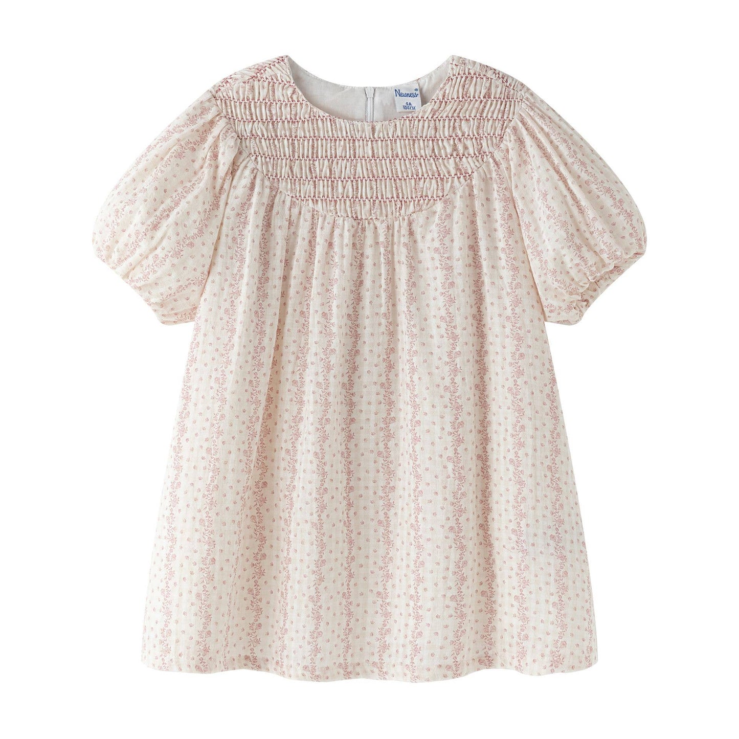 Meisjesjurk met roze smock en mouwen JGV96741