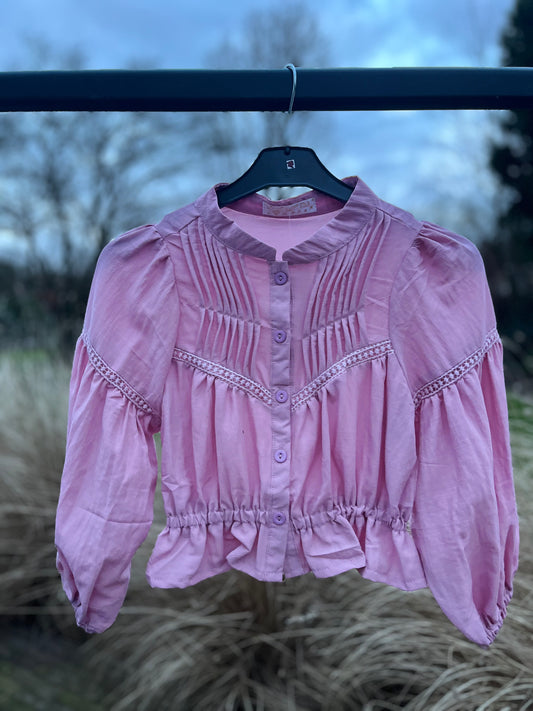 Blouse roze met pofmouw