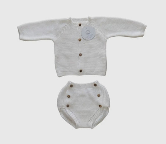 Baby setje vest en broek creme CM110/1
