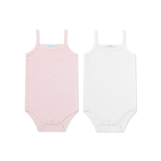 Bodys 2-delige set - Bandjes: Roze/wit / 100% katoen