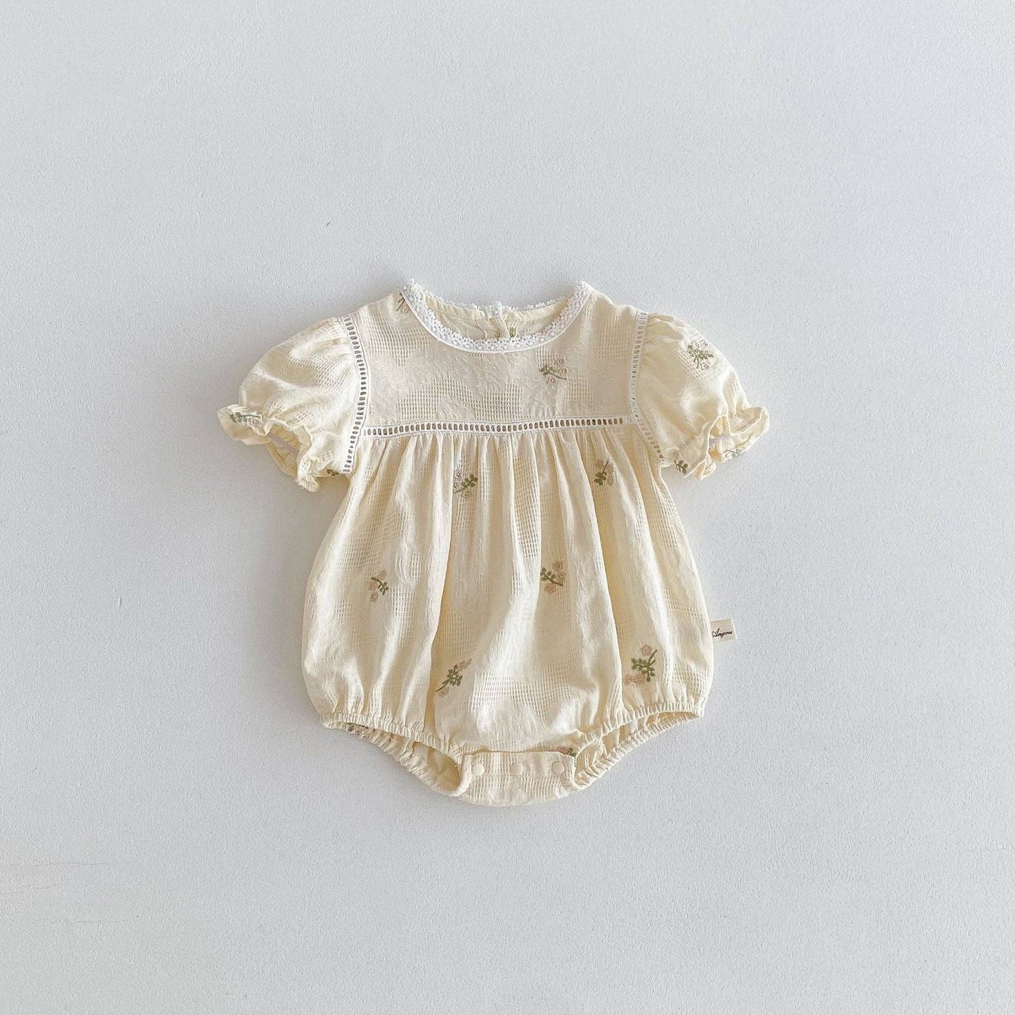 3M-3Y Babyzusje Outfit Geborduurde Bloemen Pofmouw Romper Of Jurken Groothandel Baby Kleding V3824062500047: Patroon 1 / 18-24 maanden