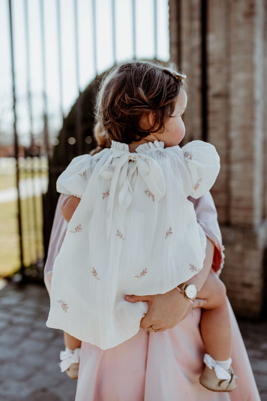 Ballon jurk crème met bloemetje LouLou