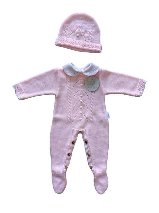 CT108 GEBREID PAK MET MUTS HERFST/WINTER: Roze/wit / 1/3 maanden
