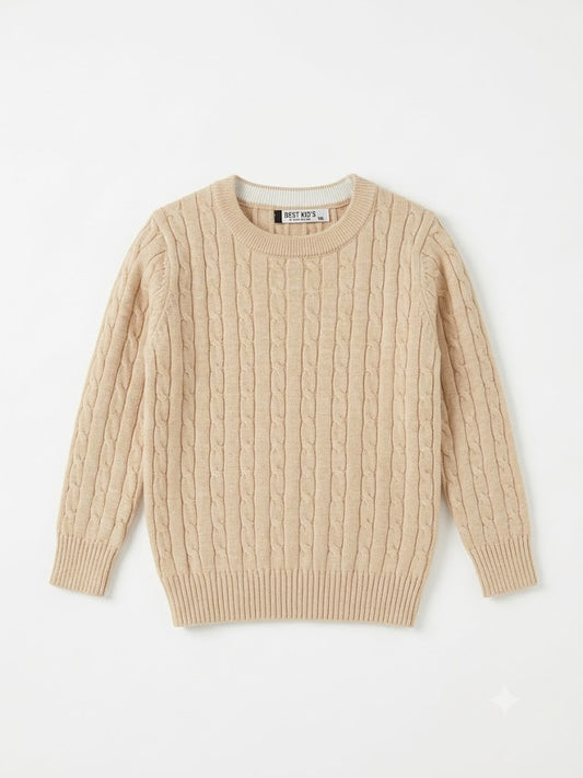 Kabel trui beige