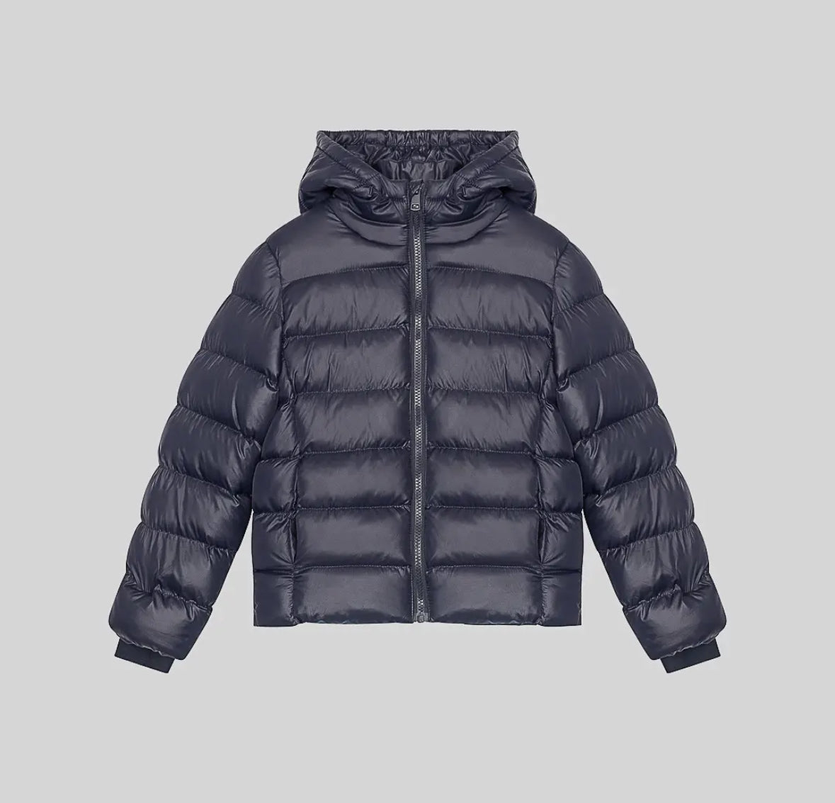 Getwatterde donkerblauwe winterjas