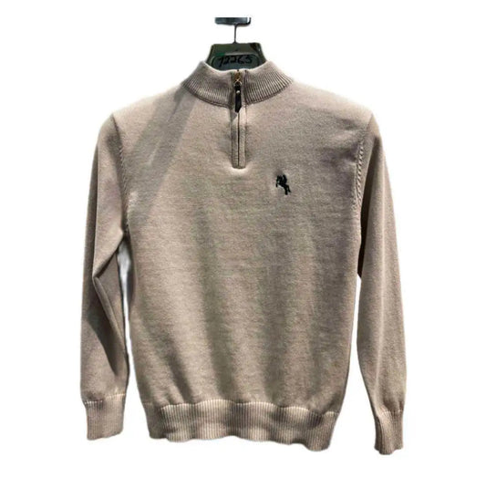 Zip trui beige