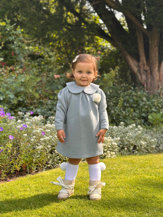 Jurk Julie wollook pompon blauw