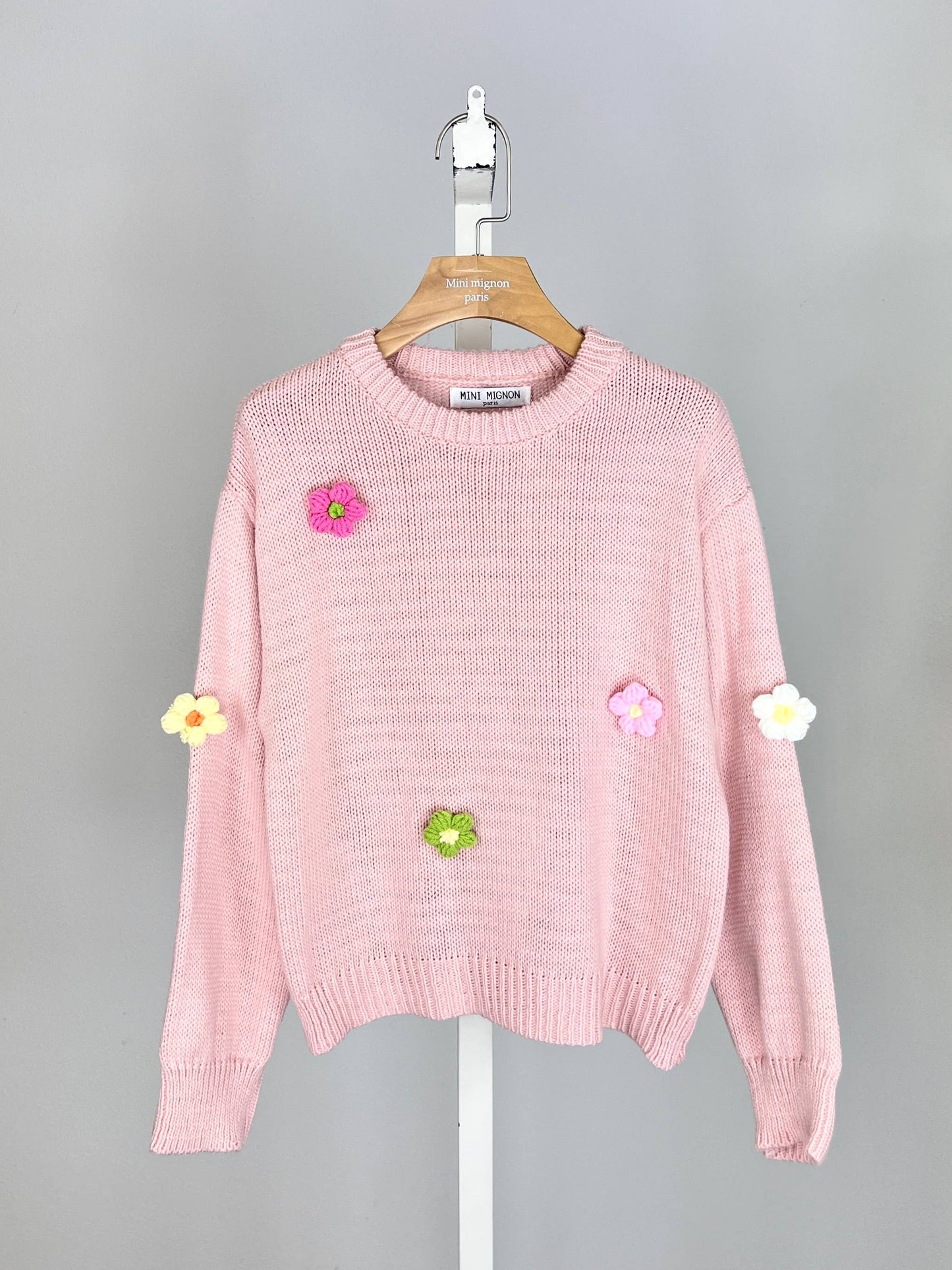 Gehaakte bloemen trui voor meisjes: Roze