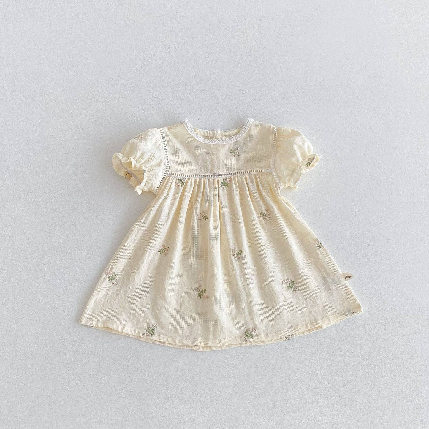 3M-3Y Babyzusje Outfit Geborduurde Bloemen Pofmouw Romper Of Jurken Groothandel Baby Kleding V3824062500047: Patroon 1 / 18-24 maanden