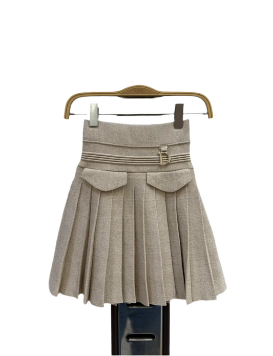Beige plooi rokje met glitter