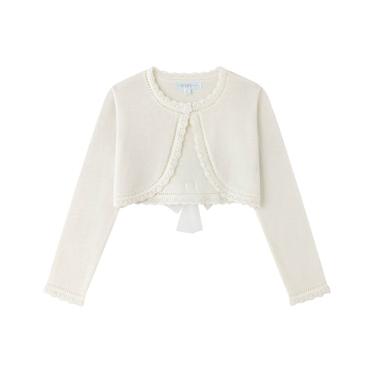 Crèmekleurig vest voor meisje met strikje