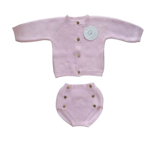 Gebreid baby pakje licht roze