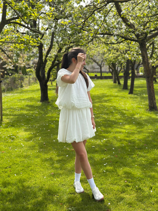 Witte ballon setje rok en top