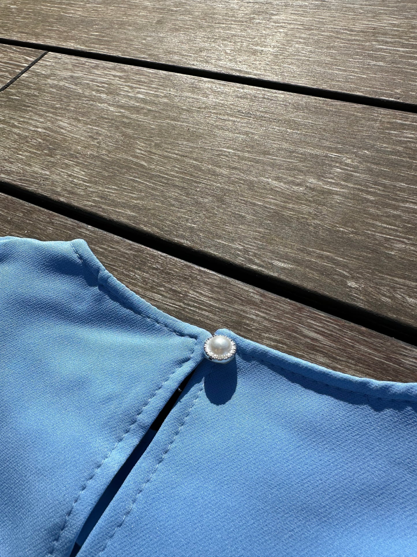 Jurk met korte mouw roosriem blauw