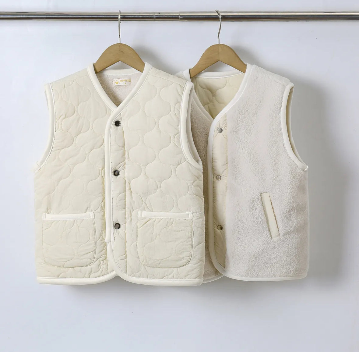 Gewatteerde bodywarmer beige