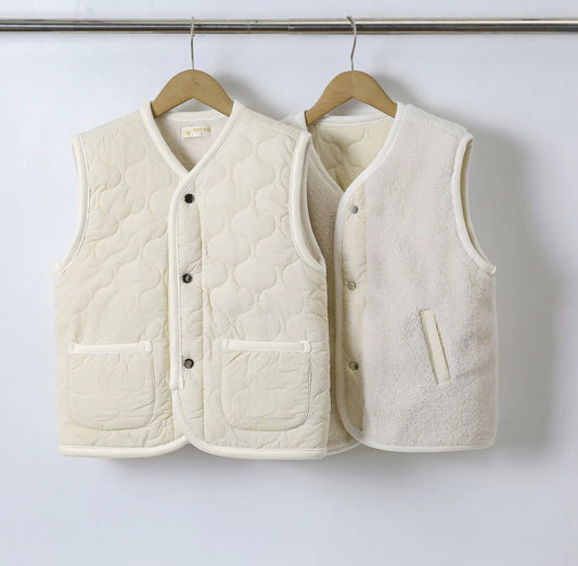 Gewatteerde bodywarmer beige
