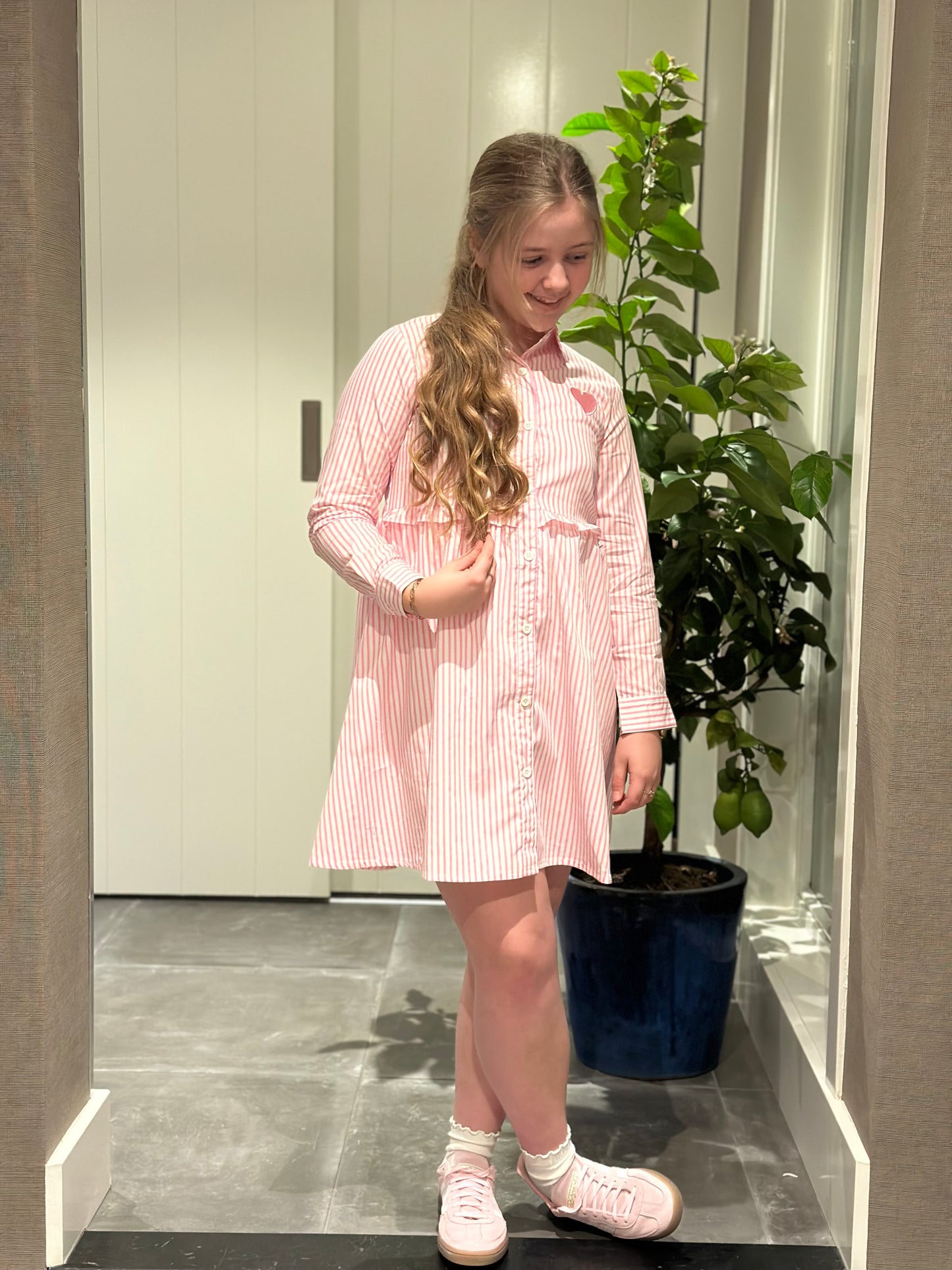 Roze streep jurk