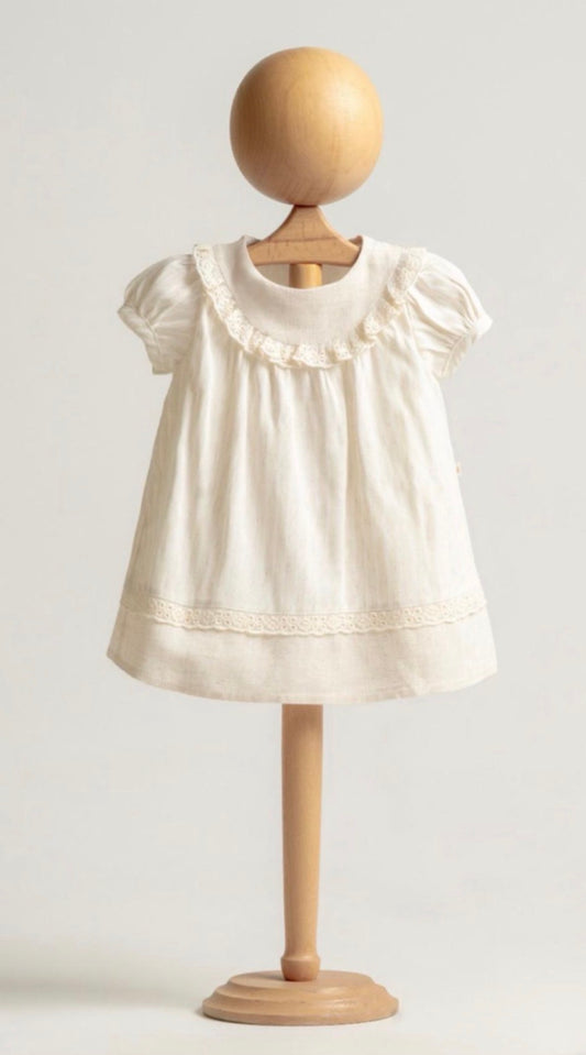 Linnenlook jurkje met kant