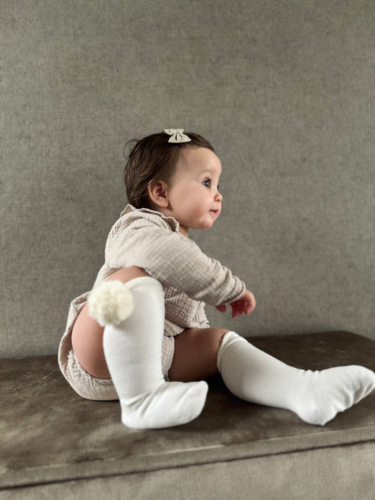 Romper wafelstof beige