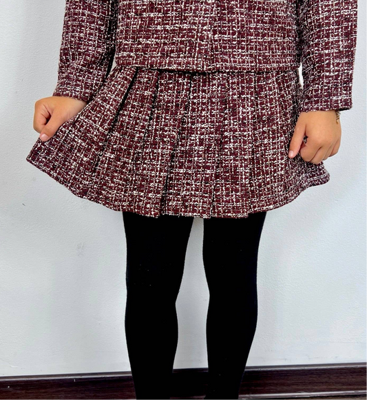 Meisjes plooirok in tweed.: Bordeaux