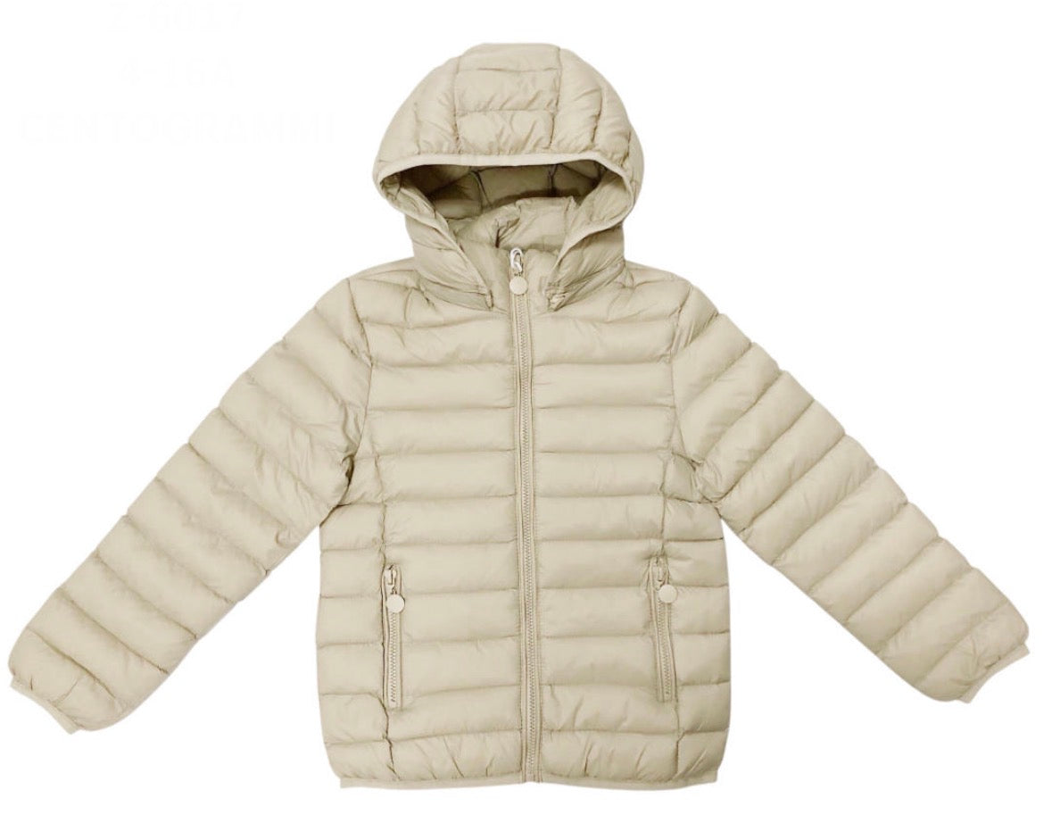 Beige gewatteerde jas