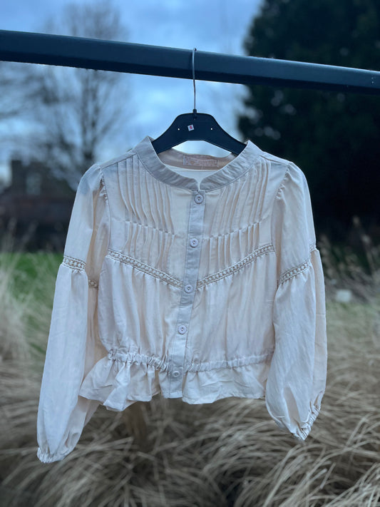 Blouse beige met pofmouw