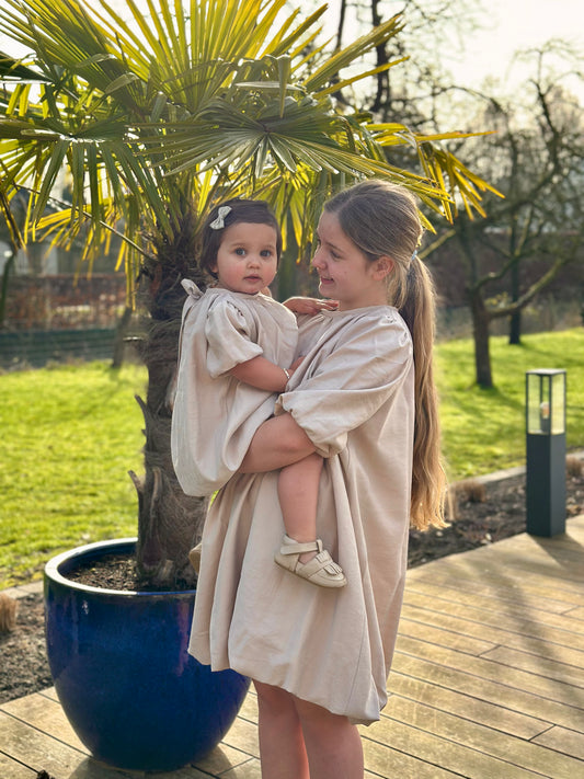 Ballon jurk zand kleur LouLou