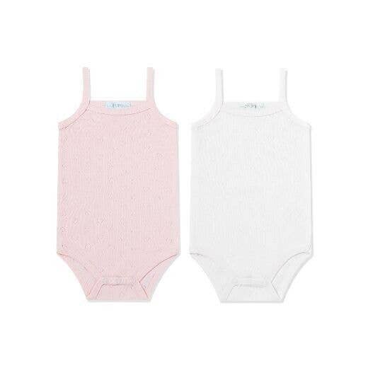 Bodys 2-delige set - Bandjes: Roze/wit / 100% katoen