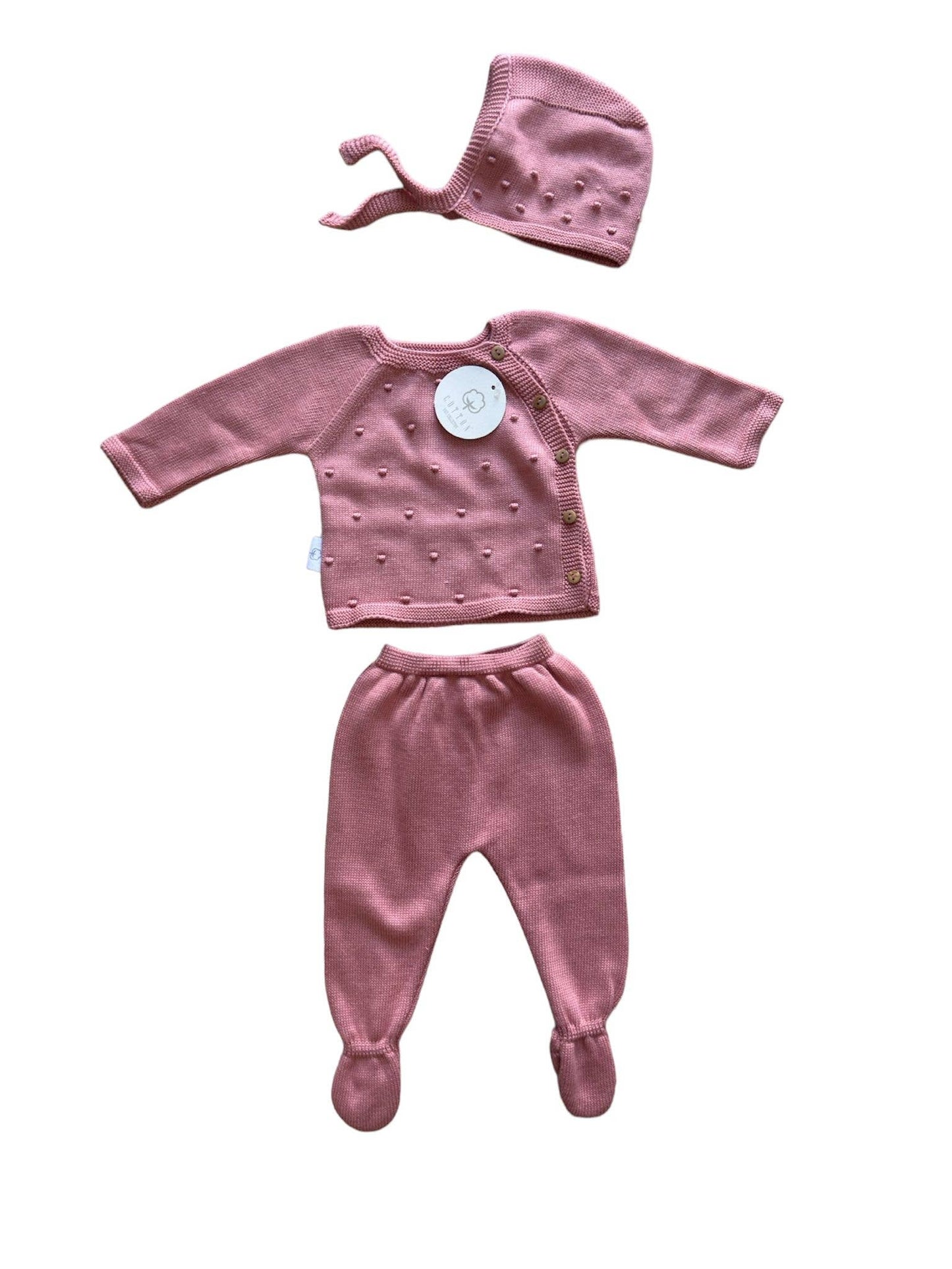 CT156 SET VAN 3 STUKS 100% KATOEN: Rosa / 0/3 maanden