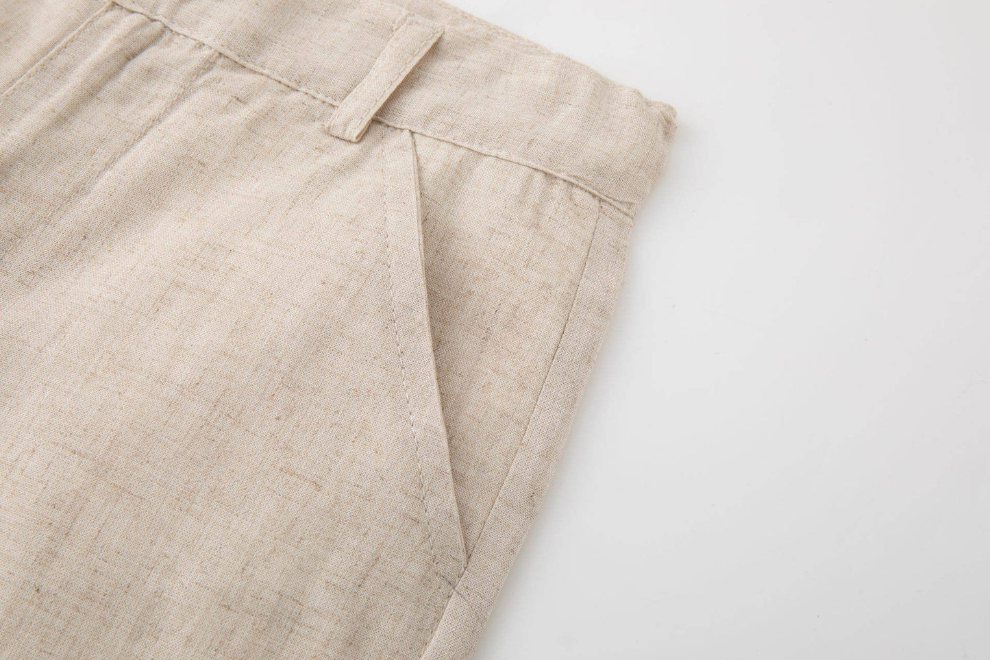 Linnenbroek kort in beige jongen