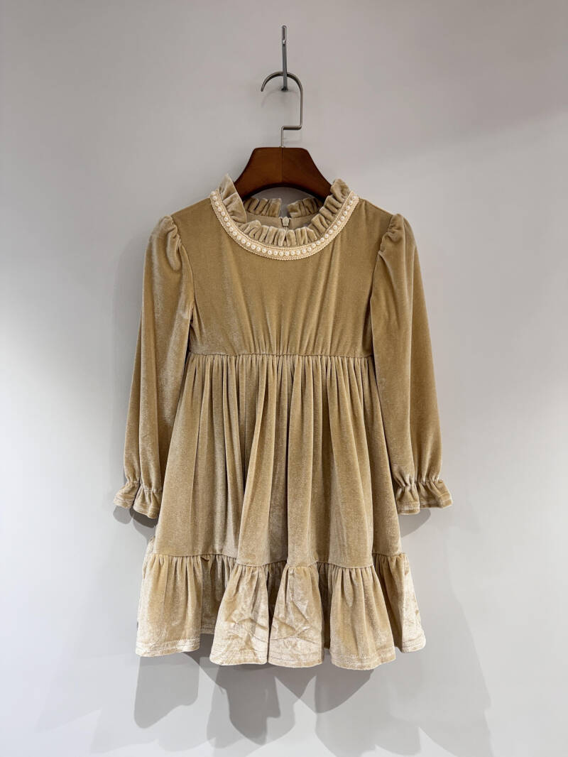 Jurk fluweel beige