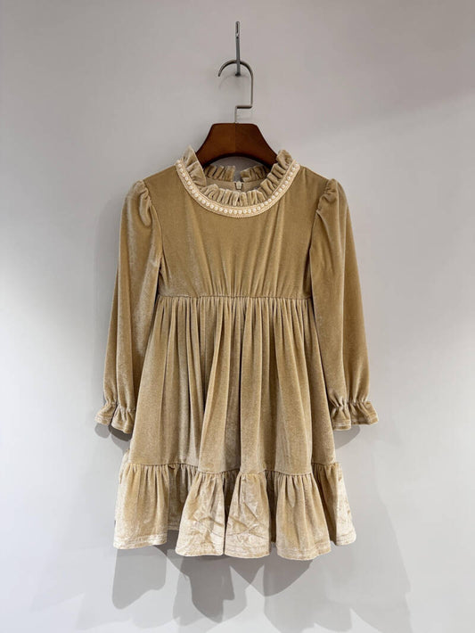 Jurk fluweel beige