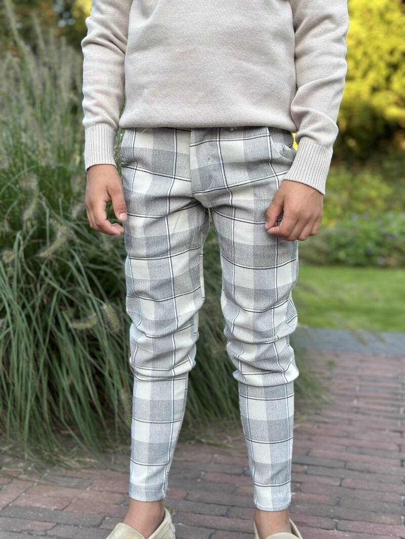 Ruit broek jongens beige