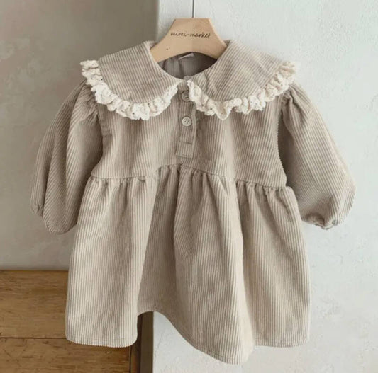 Rib jurk beige