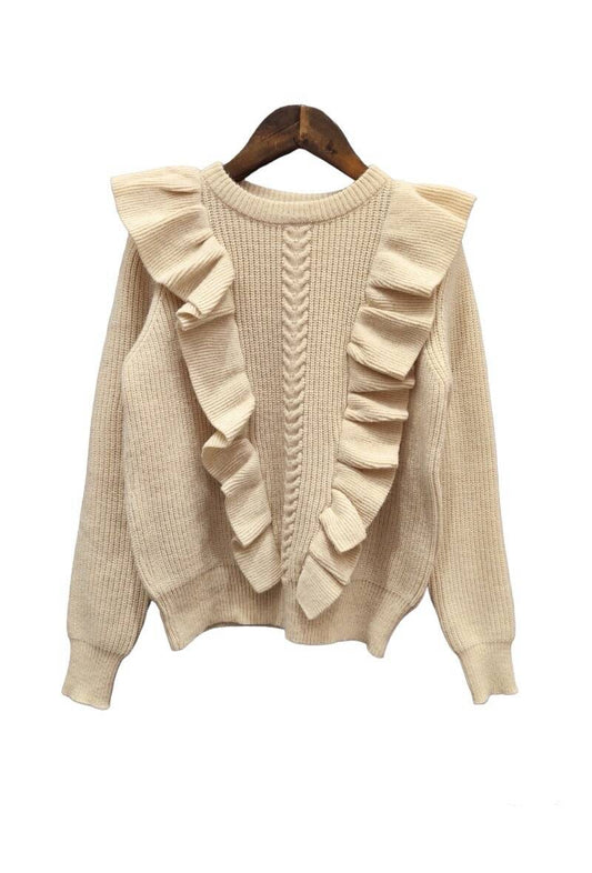 Trui met ruches beige