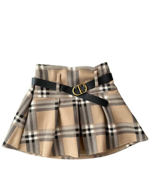 Rok ruit camel met riem