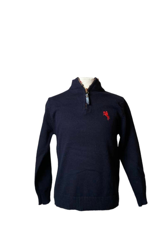 Donkerblauwe zipp trui