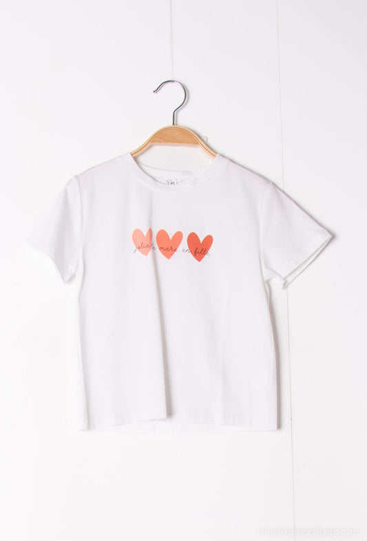 Wit shirt met hartjes
